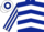 Dark blue, white chevrons, striped sleeves, hooped cap