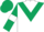 White, dark green chevron, dark green sleeves, white armlets, dark green cap