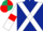 Dark blue, white cross belts, white sleeves, red armlets, dark green and red quartered cap