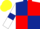 Dark blue and red (quartered), white sleeves, dark blue armlets, yellow cap