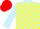 Light blue and yellow check, red cap