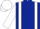 Dark Blue, White braces, sleeves and cap