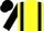 Yellow, black braces, yellow and black checkered sleeves, black cap