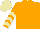 Orange, beige chevrons on sleeves, beige cap