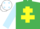 Emerald Green, Yellow Cross of Lorraine, Light Blue sleeves, White cap, Light Blue spots
