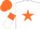 White, orange star, white armlets, orange sleeves and cap