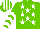 Light green, white stars, chevrons on sleeves, striped cap