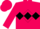 Hot pink, black diamond belt, black diamond band on sleeves