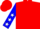 Red and white sashes, blue sleeves with red trimmed white stars, white cuffs