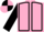 Pink, black seams and sleeves, black and pink quartered cap