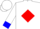 White, blue 'rb' in red diamond, blue cuffs