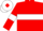 Red, white hoop and armlets, white cap, red diamond
