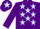 Purple, light blue stars, purple cap, light blue star