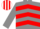 Grey & red chevrons, red armlet, red & white striped cap