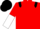 Red, Black epaulets, Red and White halved sleeves, Black cap