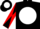 Black, white ball, black and red diabolo on sleeves