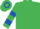 Emerald Green, Royal Blue hooped sleeves and cap