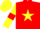 Red, yellow star, yellow sleeves, red armlets, yellow cap