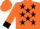 Orange, white trimmed black stars, black cuffs