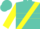 Turquoise, yellow sash, yellow hoop on sleeves, turquoise cap