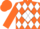 Orange, orange 'b' on white diamond, white diamonds on orange sleeves