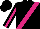 Black, cerise sash, cerise stripe on sleeves, black cap
