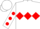 White, red diamond belt, red dots on sleeves