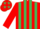 RED & EMERALD GREEN STRIPES, red sleeves, red cap, emerald green stars