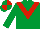 Emerald green, red chevron, quartered cap
