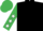 Black, emerald green sleeves, white stars, emerald green cap