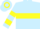 Light blue, yellow 'jb', yellow hoop, yellow bars on sleeves