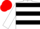 White, Black hoops, White sleeves, Red cap