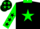 Black, dayglo green star, collar and sleeves, black stars,black cap,dayglo green stars andpeak