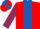 Red, royal Blue stripe, striped sleeves, quartered cap