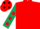 Red, dark green sleeves, red spots