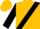 Gold, black 'dj' and sash on back, black sash on front, black bars and cuffs on sleeves
