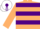 Beige, Purple hoops, White cap, Purple tassel