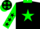 Black, green star, collar and sleeves, black stars,black cap,green stars and peak