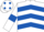 White, royal blue chevrons, armlets and spots on cap