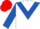 White, royal blue chevron and sleeves, red cap