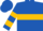 Royal blue, gold hoop, hooped sleeves, royal blue cap, gold peak