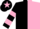 Black & pink halved, hooped sleeves, pink star on cap
