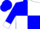 Blue and white quarters, silver 'a/l' in horseshoe emblem, white cuffs on blue sleeves