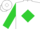White, white ''jhc' on lime green diamond, lime green sleeves