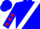 Blue, red 'eyes' on white sash, red stars on sleeves