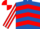 Royal blue & red chevrons, red & white striped sleeves, red & white quartered cap