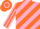 Pink, orange diagonal stripes, striped sleeves, hooped cap