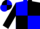 Blue and black quartered, blue and black quartered sleeves, quartered cap