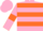 pink, orange hoops, pink armlets on orange sleeves, pink cap