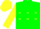 Green, yellow diamond hoop, green hoop on yellow sleeves, green and yellow cap